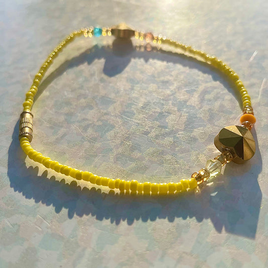 Yellow w. Gold Heart Anklet